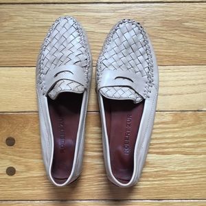 Robert Zur Beige Woven Leather Loafers